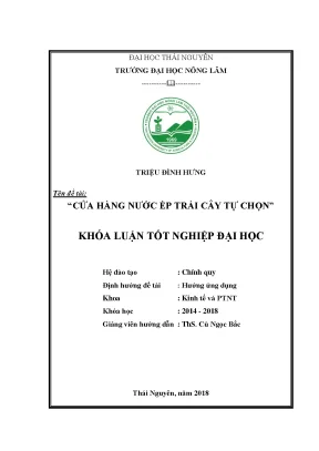 Luận văn tốt nghiệp cửa hàng ép trái cây tự chọn