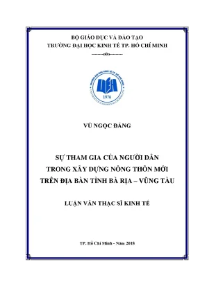 Luận văn thạc sĩ sự tham gia của người dân trong xây dựng nông thôn mới trên địa bàn tỉnh bà rịa vũng tàu