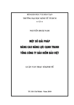 Luận văn thạc sĩ một số giải pháp nâng cao năng lực cạnh tranh tổng công ty bảo hiểm bảo việt