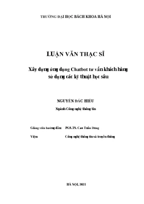 Luận văn thạc sĩ xây dựng ứng dụng chatbot tư vấn khách hàng sử dụng các kỹ thuật học sâu