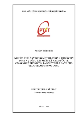 Luận văn thạc sĩ nghiên cứu xây dựng một hệ thống thông tin phục vụ công tác quản lí nhà nước về công nghệ thông tin cấp tỉnh thành phố trực thuộc trung ương