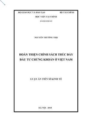 Luận án hoàn thiện chính sách thúc đẩy đầu tư chứng khoán ở việt nam 1