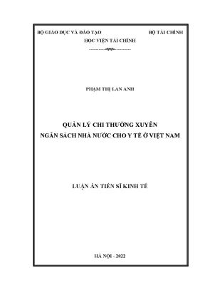 Luận án tiến sĩ quản lý chi thường xuyên ngân sách nhà nước cho y tế ở việt nam