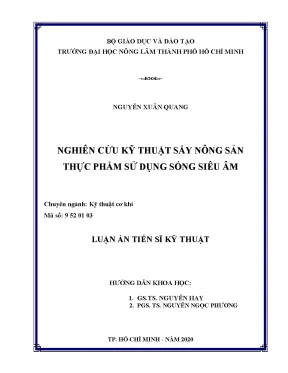 Luận án tiến sĩ nghiên cứu kỹ thuật sấy nông sản thực phẩm sử dụng sóng siêu âm