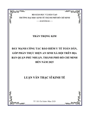 Luận văn thạc sĩ đẩy mạnh công tác bảo hiểm y tế toàn dân góp phần thực hiện an sinh xã hội trên địa bàn quận phú nhuận thành phố hồ chí minh đến năm 2025