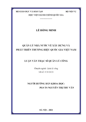 Luận văn thạc sĩ quản lý nhà nước về xây dựng và phát triển thương hiệu quốc gia việt nam