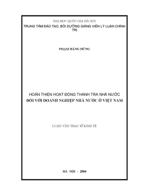 Luận văn thạc sĩ hoàn thiện hoạt động thanh tra nhà nước đối với doanh nghiệp nhà nước ở việt nam