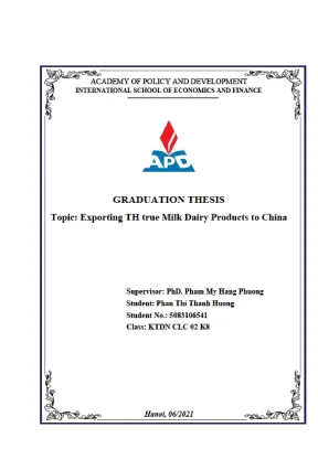 Luận văn tốt nghiệp exporting th true milk dairy products to china