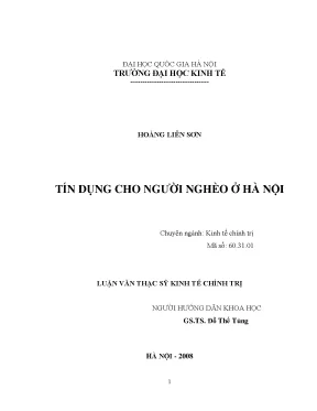 Luận văn thạc sĩ tín dụng cho người nghèo ở hà nội