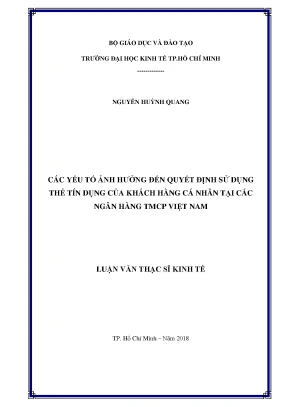 Luận văn thạc sĩ các yếu tố ảnh hưởng đến quyết định sử dụng thẻ tín dụng của khách hàng cá nhân tại các ngân hàng thương mại cổ phần việt nam