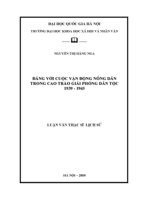 Luận văn thạc sĩ đảng với cuộc vận động nông dân trong cao trào giải phóng dân tộc 1939 1945