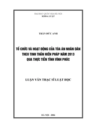 Luận văn thạc sĩ tổ chức và hoạt động của tòa án nhân dân theo tinh thần hiến pháp năm 2013 qua thực tiễn tỉnh vĩnh phúc