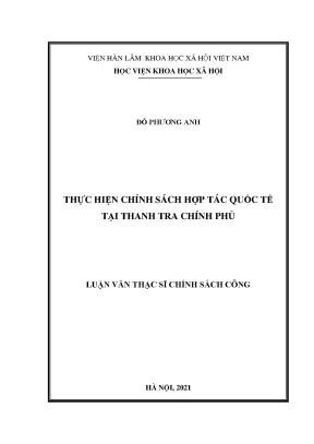 Luận văn thạc sĩ thực hiện chính sách hợp tác quốc tế tại thanh tra chính phủ