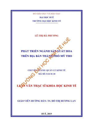 Luận văn thạc sĩ phát triển ngành sản xuất hoa trên địa bàn thành phố mỹ tho