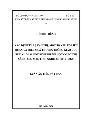 Luận án tiến sĩ xác định tỷ lệ cận thị một số yếu liên quan và hiệu quả truyền thông giáo dục sức khỏe ở học sinh trung học cơ sở thị xã hoàng mai tỉnh nghệ an 2019 2020