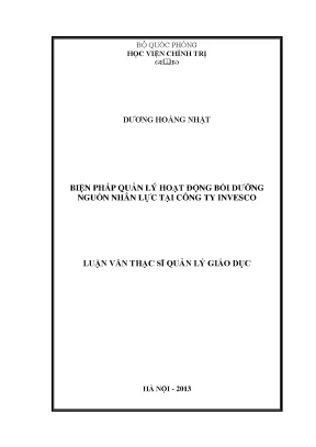 Luận văn thạc sĩ biện pháp quản lý hoạt động bồi dưỡng nguồn nhân lực tại công ty invesco