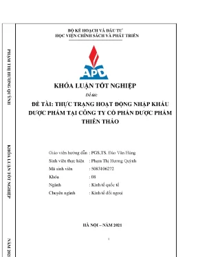 Luận văn tốt nghiệp thực trạng hoạt động nhập khẩu dược phẩm tại công ty cổ phần dược phẩm thiên thảo