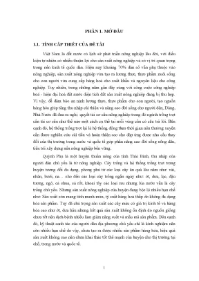 Luận án nghiên cứu cải tiến hệ thống trồng trọt theo hướng sản xuất hàng hóa tại huyện quỳnh phụ tỉnh thái bình