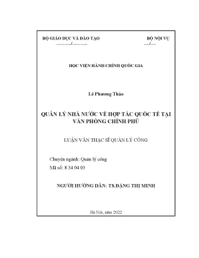 Luận văn thạc sĩ quản lý nhà nước về hợp tác quốc tế tại văn phòng chính phủ