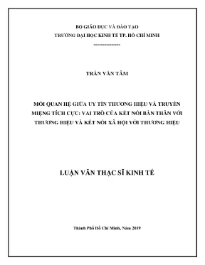 Luận văn thạc sĩ mối quan hệ giữa uy tín thương hiệu và truyền miệng tích cực vai trò của kết nối bản thân với thương hiệu và kết nối xã hội với thương hiệu