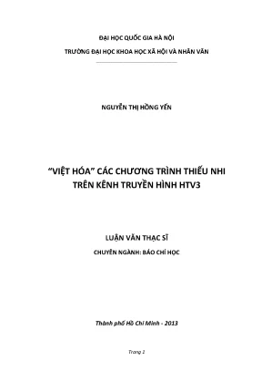 Luận văn thạc sĩ việt hóacác chương trình thiếu nhi trên kênh truyền hình htv3