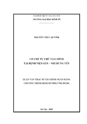 Luận văn thạc sĩ cơ chế tự chủ tài chính tại bệnh viện sản nhi hưng yên