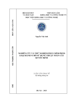 Luận văn thạc sĩ nghiên cứu và thử nghiệm phần mềm phân loại hành vi bò sử dụng thuật toán cây quyết định