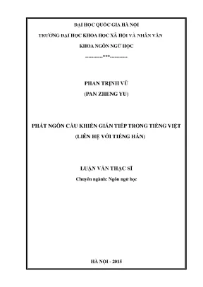 Luận văn thạc sĩ phát ngôn cầu khiến gián tiếp trong tiếng việt liên hệ với tiếng hán