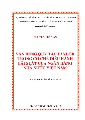 Luận văn thạc sĩ vận dụng quy tắc taylor trong cơ chế điều hành lãi suất của ngân hàng nhà nước việt nam