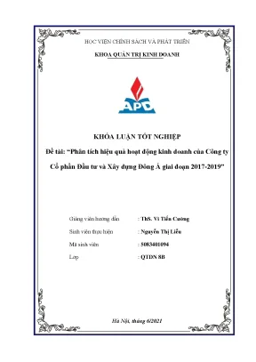 Luận văn tốt nghiệp phân tích hiệu quả hoạt động kinh doanh của công ty cổ phần đầu tư và xây dựng đông á giai đoạn 2017 2019