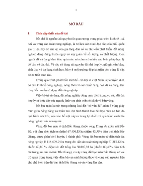 Luận án xác định cơ cấu sử dụng đất nông nghiệp hợp lý trên vùng đất bạc màu bắc giang