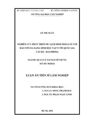 Luận án tiến sĩ nghiên cứu phát triển du lịch sinh thái gắn với bảo tồn đa dạng sinh học tại vườn quốc gia cát bà hải phòng