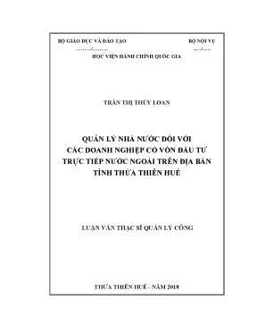 Luận văn thạc sĩ quản lý nhà nước đối với các doanh nghiệp có vốn đầu tư trực tiếp nước ngoài trên địa bàn tỉnh thừa thiên huế