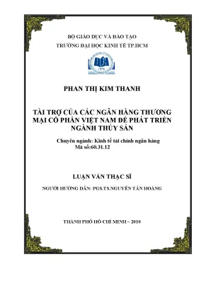 Luận văn thạc sĩ tài trợ của các ngân hàng thương mại cổ phần việt nam để phát triển ngành thủy sản