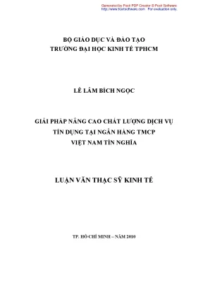 Luận văn thạc sĩ giải pháp nâng cao chất lượng dịch vụ tín dụng tại ngân hàng tmcp việt nam tín nghĩa luận văn thạc sĩ