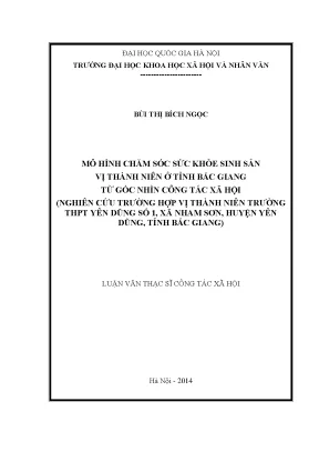 Luận văn thạc sĩ mô hình chăm sóc sức khỏe sinh sản vị thành niên ở tỉnh bắc giang từ góc nhìn công tác xã hội nghiên cứu trường hợp trường thpt yên dũng số 1