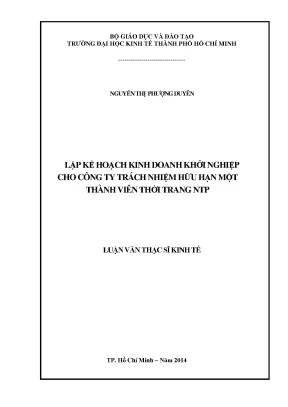 Luận văn thạc sĩ lập kế hoạch kinh doanh khởi nghiệp cho công ty tnhh một thành viên thời trang ntp