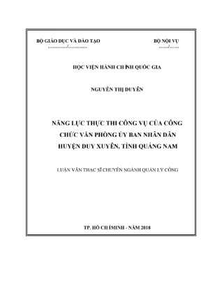 Luận văn thạc sĩ năng lực thực thi công vụ của công chức văn phòng ubnd huyện duy xuyên tỉnh quảng nam