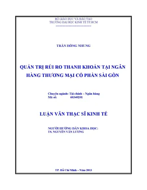 Luận văn thạc sĩ quản trị rủi ro thanh khoản tại ngân hàng thương mại cổ phần sài gòn 001