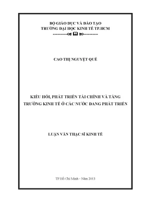 Luận văn thạc sĩ kiều hối phát triển tài chính và tăng trưởng kinh tế ở các nước đang phát triển luận văn thạc sĩ