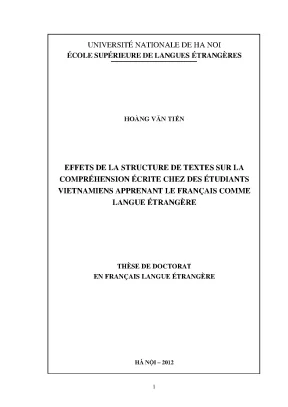 Luận văn thạc sĩ nghiên cứu ảnh hưởng của các cấu trúc văn bản đến khả năng đọc hiểu của sinh viên việt nam học tiếng pháp luận án t