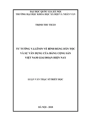 Luận văn thạc sĩ tư tưởng v i lênin về bình đẳng dân tộc và sự vận dụng của đảng cộng sản việt nam giai đoạn hiện nay