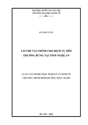 Luận văn thạc sĩ cơ chế tài chính cho dịch vụ môi trường rừng tại tỉnh nghệ an