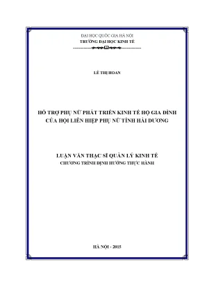Luận văn thạc sĩ hỗ trợ phụ nữ phát triển kinh tế hộ gia đình của hội liên hiệp phụ nữ tỉnh hải dương
