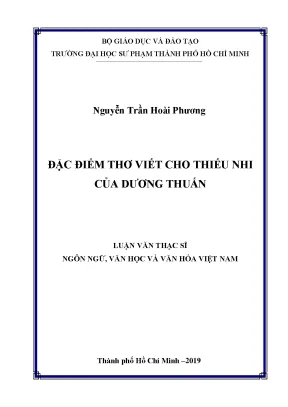 Luận văn thạc sĩ đặc điểm thơ viết cho thiếu nhi của dương thuấn