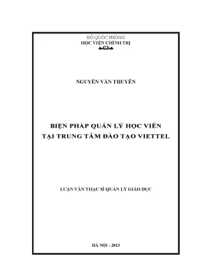 Luận văn thạc sĩ biện pháp quản lý học viên tại trung tâm đào tạo viettel