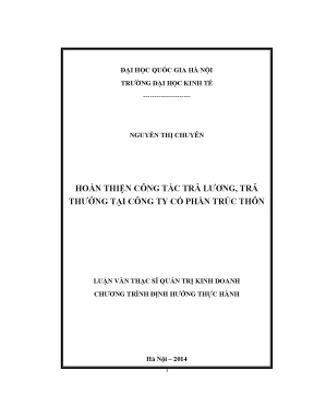 Luận văn thạc sĩ hoàn thiện công tác trả lương trả thưởng tại công ty cổ phần trúc thôn