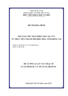 Luận văn thạc sĩ tội tàng trữ trái phép chất ma túy từ thực tiễn thành phố biên hòa tỉnh đồng nai