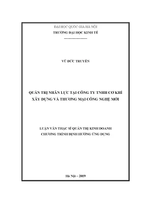 Luận văn thạc sĩ quản trị nhân lực tại công ty tnhh cơ khí xây dựng và thương mại công nghệ mới