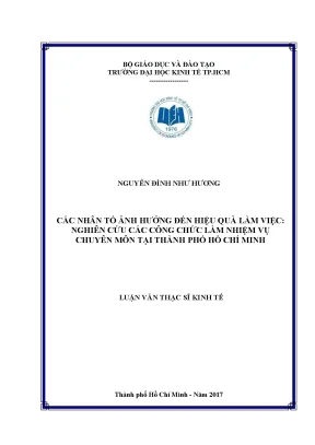 Luận văn thạc sĩ các yếu tố ảnh hưởng đến hiệu quả làm việc nghiên cứu các công chức làm nhiệm vụ chuyên môn tại tp hcm